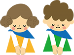 女の子と男の子がお辞儀をしているイラスト